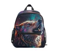 LINNIKEEEE Cool Loup Hurlant Sac à Dos pour Tout-Petits,Mini Sac à Bandoulière avec Clip Sifflet pour Voyage Enfants de 1 à 6 Ans