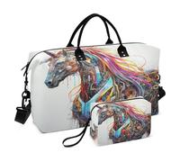 LINNIKEEEE Cool Robot Licorne Sacs de Voyage,Sac de Sport,Sac à Main de Week-End avec Trousse De Toilette pour Filles Hommes