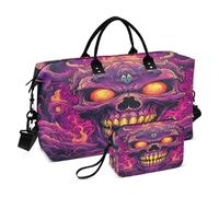 LINNIKEEEE Crâne De Roucoulement Viré Art Sacs de Voyage,Sac de Sport,Sac à Main de Week-End avec Trousse De Toilette pour Filles Hommes