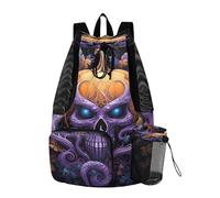 LINNIKEEEE DéMon Halloween Sac à Dos de Voyage,Sac de Sport à Cordon de Serrage,Sac D'éCole pour la Natation,pour Jeunes Filles