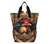 LINNIKEEEE Dessin Animé Art Coq Sac à Langer Sac à Dos de Voyage Fourre-Tout de Grande Capacité Sacs de Maman pour Papa Femmes Filles
