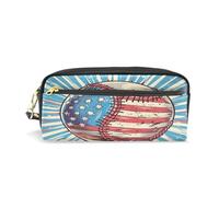 LINNIKEEEE Dessin Animé Baseball AméRicain Étui à Crayons en Cuir,Trousse Élève Scolaire Sac à Crayons Trousse de Maquillage pour Garçon Fille