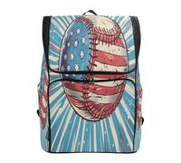 LINNIKEEEE Dessin Animé Baseball AméRicain Sac à Dos Étudiant Sac à Dos Grande Capacité pour Jeunes Filles Garçons