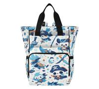 LINNIKEEEE Dessin Animé Pirate Bleu Mer Blanche Sac à Langer Sac à Dos de Voyage Fourre-Tout de Grande Capacité Sacs de Maman pour Papa Femmes Filles