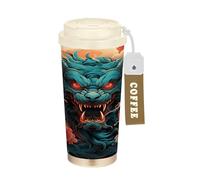 LINNIKEEEE Dragon Cool Abstrait Gobelet à Café en Acier Inoxydable Bouteille D'eau Isotherme à Double Paroi pour Voyage(500 Ml)