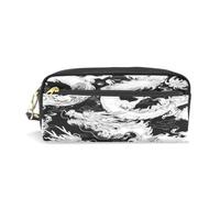 LINNIKEEEE Dragons Chinois Noir Blanc Étui à Crayons en Cuir,Trousse Élève Scolaire Sac à Crayons Trousse de Maquillage pour Garçon Fille