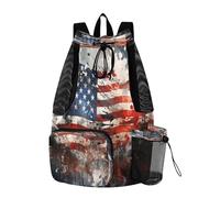 LINNIKEEEE Drapeau AméRicain Sac à Dos de Voyage,Sac de Sport à Cordon de Serrage,Sac D'éCole pour la Natation,pour Jeunes Filles Art De L'huile