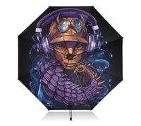 LINNIKEEEE ÉCouteurs Frais D'hippocampe Automatique Protection UV Parapluie Pliable Pliant Parapluies pour Voyager Plage Enfants