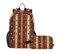 LINNIKEEEE Estampes De Patte Art Abstrait Sac À Déjeuner Ensemble Sac À Dos Pour Étudiants,Sac D'École Léger Durable pour Garçons Filles