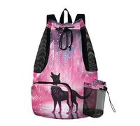 LINNIKEEEE Fancy Pink Light Wolf Sac à dos de voyage avec cordon de serrage pour jeunes filles