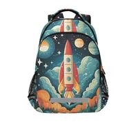 LINNIKEEEE FuséE Spatiale De Dessin Animé Enfant Cartable Sac À Dos Ecole Étudiant Scolaire Sac pour Voyage Ados