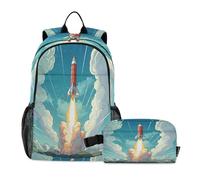 LINNIKEEEE FuséE Volante De Dessin Animé Sac À Déjeuner Ensemble Sac À Dos Pour Étudiants,Sac D'École Léger Durable pour Garçons Filles