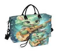 LINNIKEEEE Guitare Licorne De Dessin Animé Mignon Sacs de Voyage,Sac de Sport,Sac à Main de W nd avec Trousse De Toilette pour Filles Hommes