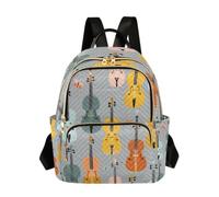 LINNIKEEEE Jaune Orange Bleu Violons Musical Sac à Dos Bookbag Mini Sac à Bandoulière pour Voyage Adolescent