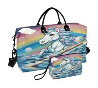 LINNIKEEEE Jolie Licorne Drôle Sacs de Voyage,Sac de Sport,Sac à Main de W nd avec Trousse De Toilette pour Filles Hommes