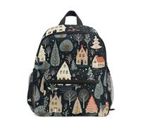 LINNIKEEEE Jolies Villes De Dessins Animés Sac à Dos pour Tout-Petits,Mini Sac à Bandoulière avec Clip Sifflet pour Voyage Enfants de 1 à 6 Ans