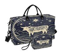 LINNIKEEEE Licorne De Dessin Animé Mignon Sacs de Voyage,Sac de Sport,Sac à Main de W nd avec Trousse De Toilette pour Filles Hommes