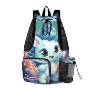 LINNIKEEEE Licorne De Paddle Ball De Dessin Animé Mignon Sac à Dos de Voyage,Sac de Sport à Cordon de Serrage,Sac D'éCole pour la Natation,pour Jeunes Filles