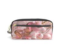 LINNIKEEEE Licorne Rose Doré éLéGant Magique Étui à Crayons en Cuir,Trousse Élève Scolaire Sac à Crayons Trousse de Maquillage pour Garçon Fille