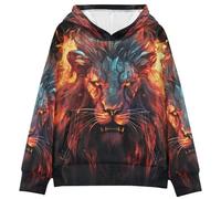 LINNIKEEEE Lion Animal Tiré Cool Sweat Shirts à Capuche pour Enfants avec Imprimé 3D Mignon pour Filles GarçOns