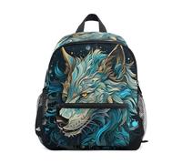 LINNIKEEEE Loup Aquarelle Fantaisie Sac à Dos pour Tout-Petits,Mini Sac à Bandoulière avec Clip Sifflet pour Voyage Enfants de 1 à 6 Ans