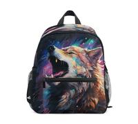 LINNIKEEEE Loup Coloré Hurlant Sac à Dos pour Tout-Petits,Mini Sac à Bandoulière avec Clip Sifflet pour Voyage Enfants de 1 à 6 Ans