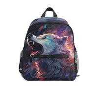 LINNIKEEEE Loup Cool Hurlant Sac à Dos pour Tout-Petits,Mini Sac à Bandoulière avec Clip Sifflet pour Voyage Enfants de 1 à 6 Ans