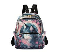 LINNIKEEEE Loup De Dessin Animé Drôle Mignon Sac à Dos Bookbag Mini Sac à Bandoulière pour Voyage Adolescent