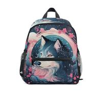 LINNIKEEEE Loup De Dessin Animé Drôle Mignon Sac à Dos pour Tout-Petits,Mini Sac à Bandoulière avec Clip Sifflet pour Voyage Enfants de 1 à 6 Ans