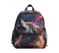LINNIKEEEE Loup De L'Espace Hurlant Sac à Dos pour Tout-Petits,Mini Sac à Bandoulière avec Clip Sifflet pour Voyage Enfants de 1 à 6 Ans