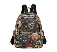 LINNIKEEEE Loup De NoëL Rouge Sac à Dos Bookbag Mini Sac à Bandoulière pour Voyage Adolescent