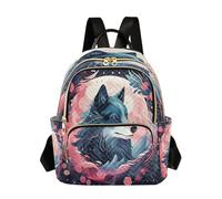 LINNIKEEEE Loup Drôle De Bande Dessinée Sac à Dos Bookbag Mini Sac à Bandoulière pour Voyage Adolescent