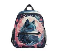 LINNIKEEEE Loup Drôle De Bande Dessinée Sac à Dos pour Tout-Petits,Mini Sac à Bandoulière avec Clip Sifflet pour Voyage Enfants de 1 à 6 Ans