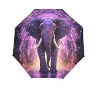 LINNIKEEEE LumièRes D'éLéPhant Vibrantes Mystique Parapluie Pliant Compact et Coupe-Vent Ouverture et Fermeture Automatiques Idéal pour Garçons Filles Voyages
