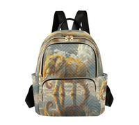 LINNIKEEEE Oeuvre D'éLéPhant Doré Sac à Dos Bookbag Mini Sac à Bandoulière pour Voyage Adolescent