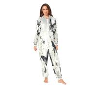 LINNIKEEEE Oeuvre Papillon Noir Pyjama Une PièCe à Capuche Costume VêTement de Nuit Combinaison pour Femmes Hommes