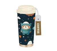 LINNIKEEEE Ours à RéPéTition Gobelet à Café en Acier Inoxydable Bouteille D'eau Isotherme à Double Paroi pour Voyage(500 Ml)