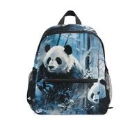 LINNIKEEEE Panda Aquarelle De Neige Sac à Dos pour Tout-Petits,Mini Sac à Bandoulière avec Clip Sifflet pour Voyage Enfants de 1 à 6 Ans
