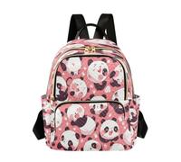 LINNIKEEEE Pandas Heureux Rose Sac à Dos Bookbag Mini Sac à Bandoulière pour Voyage Adolescent