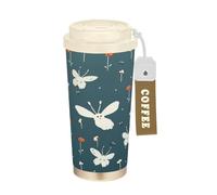 LINNIKEEEE Papillon à RéPéTition Gobelet à Café en Acier Inoxydable Bouteille D'eau Isotherme à Double Paroi pour Voyage(500 Ml)