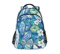 LINNIKEEEE Planches De Surf Bleu Vert Enfant Cartable Sac À Dos Ecole Étudiant Scolaire Sac pour Voyage Ados