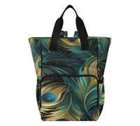 LINNIKEEEE Plume De Paon Oeuvre Sac à Langer Sac à Dos de Voyage Fourre-Tout de Grande Capacité Sacs de Maman pour Papa Femmes Filles