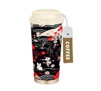 LINNIKEEEE RéPéTer L'art Floral Gobelet à Café en Acier Inoxydable Bouteille D'eau Isotherme à Double Paroi pour Voyage(500 Ml)