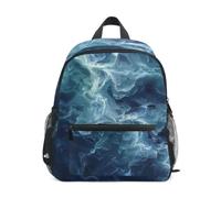 LINNIKEEEE RéSumé Des Vagues Bleues Coulant Sac à Dos pour Tout-Petits,Mini Sac à Bandoulière avec Clip Sifflet pour Voyage Enfants de 1 à 6 Ans