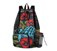 LINNIKEEEE Rose Art Sac à dos de voyage avec cordon de serrage pour jeunes filles Bleu