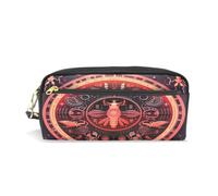 LINNIKEEEE Rouge ScarabéE Noir éLéGant Étui à Crayons en Cuir,Trousse Élève Scolaire Sac à Crayons Trousse de Maquillage pour Garçon Fille