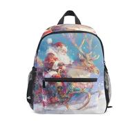 LINNIKEEEE Santa éQuitation Renne Neige Volant Sac à Dos pour Tout-Petits,Mini Sac à Bandoulière avec Clip Sifflet pour Voyage Enfants de 1 à 6 Ans