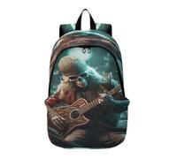 LINNIKEEEE Squelette Musicien Guitare Coloré Sac À Dos pour Ordinateur Portable Sac de Voyage avec Bretelles Rembourrées pour Garçons Femmes