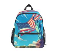 LINNIKEEEE Statue De La Liberté Drapeau AméRicain Sac à Dos pour Tout-Petits,Mini Sac à Bandoulière avec Clip Sifflet pour Voyage Enfants de 1 à 6 Ans