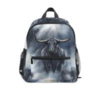 LINNIKEEEE TempêTe De Neige Forte Sac à Dos pour Tout-Petits,Mini Sac à Bandoulière avec Clip Sifflet pour Voyage Enfants de 1 à 6 Ans Taureau Noir